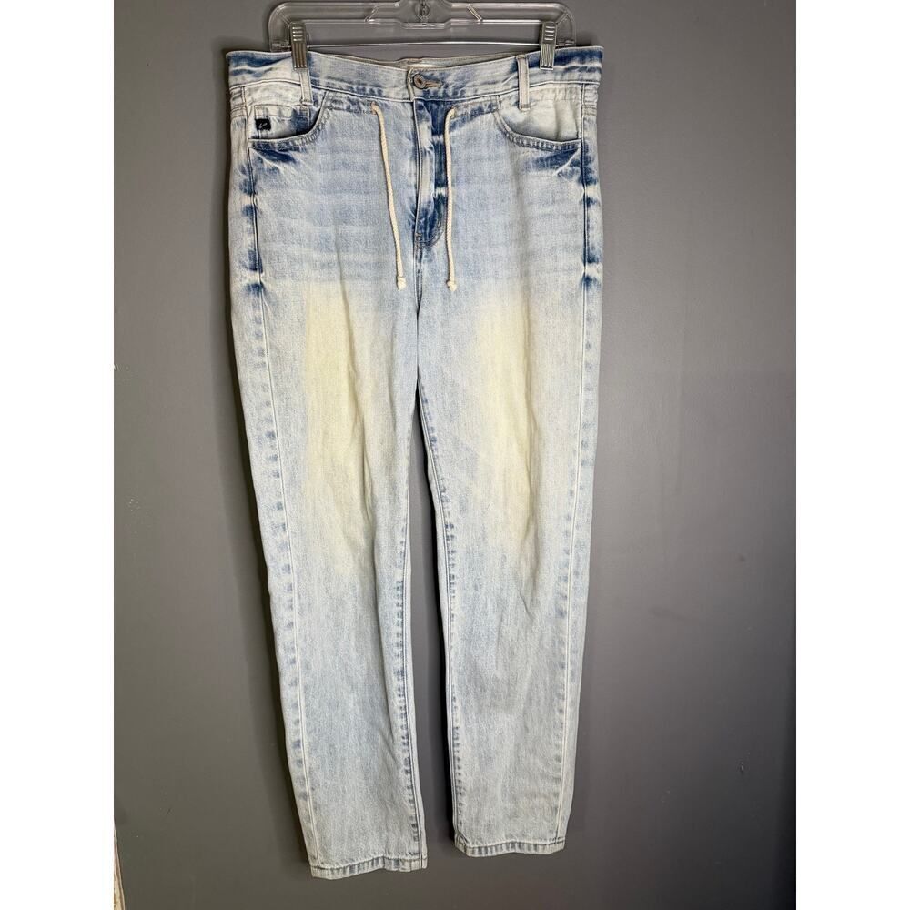 KanCan Light Wash Boyfriend Drawstring Button Jeans Size 9/28